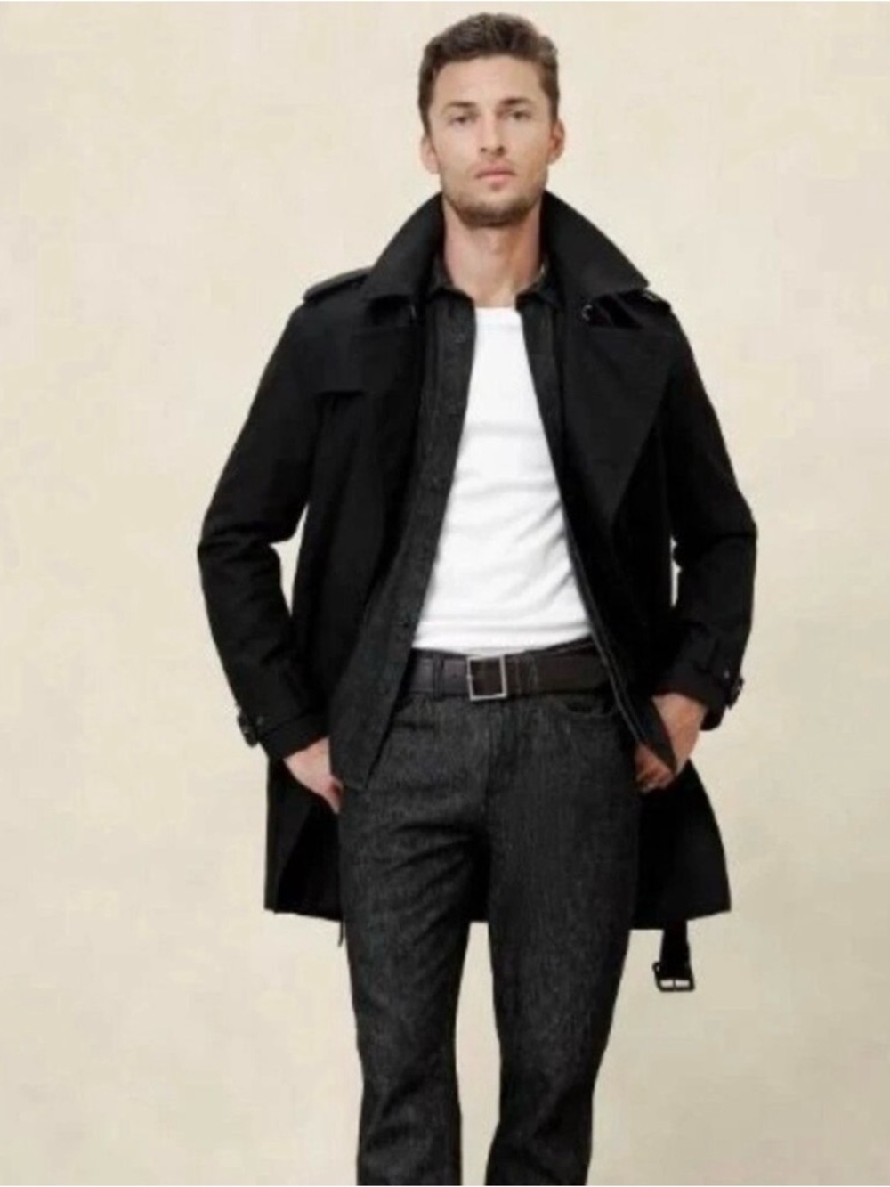 Banana Republic Factory Black Trench Coat